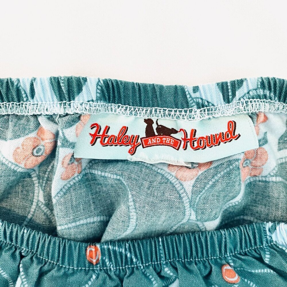 Haley and the Hound teal orange floral cotton shirt Womens Small Medium S/M - Picture 5 of 8